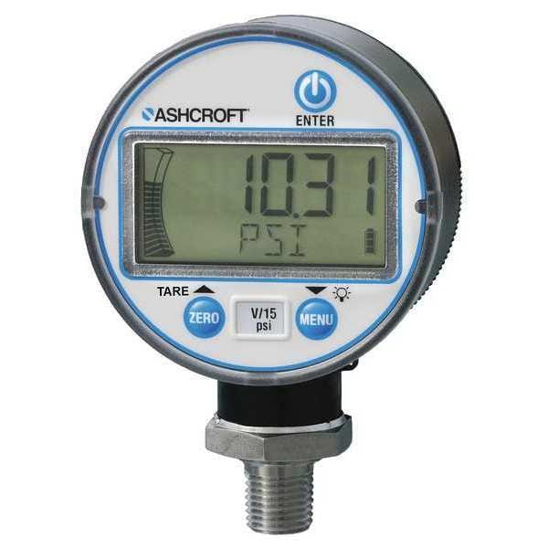 Digital Pressure Gauge, 0 to 500 psi, 1/4 in MNPT, Plastic, Black
