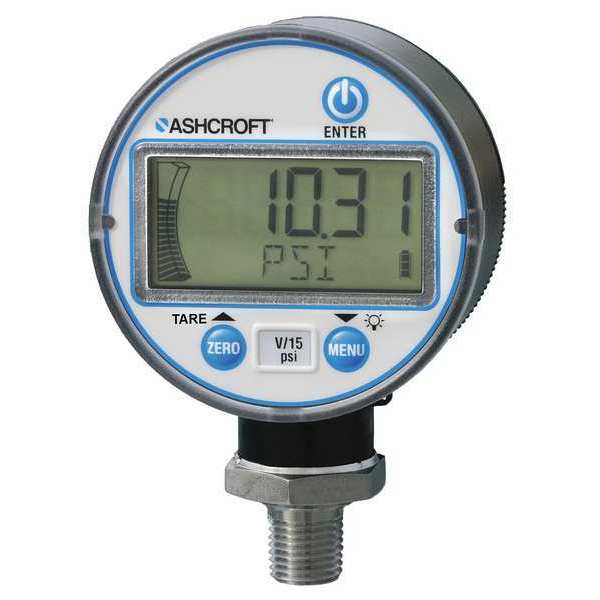 Digital Pressure Gauge, 0 to 3000 psi, 1/4 in MNPT, Plastic, Black