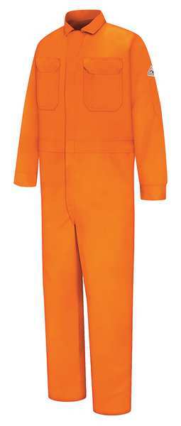 Flame Resistant Coverall, Orange, 100% Cotton, 56