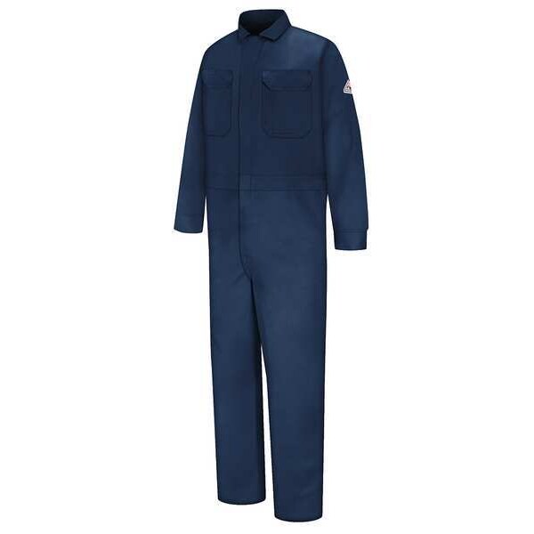 Flame Resistant Coverall, Navy, 100% Cotton, 56