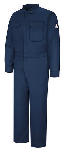 Flame Resistant Coverall, Navy, Cotton/Nylon, 42