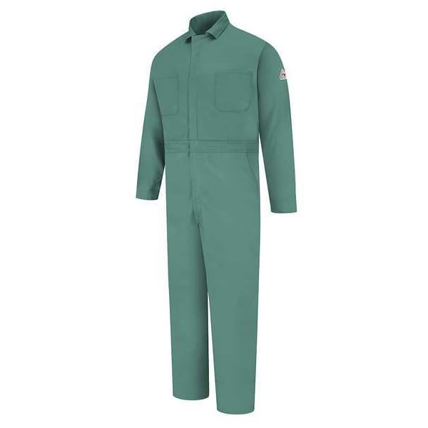 Flame Resistant Coverall, Light Green, 100% Cotton, 4XL