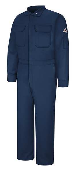 Flame Resistant Coverall, Navy, Cotton/Nylon, 56