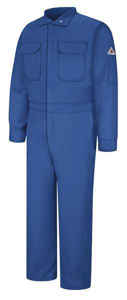 Flame Resistant Coverall, Blue, Cotton/Nylon, 44