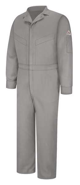 Flame Resistant Coverall, Gray, Cotton/Nylon, 34