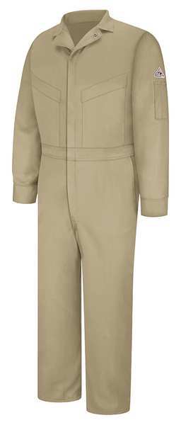 Flame Resistant Coverall, Khaki, Cotton/Nylon, 54