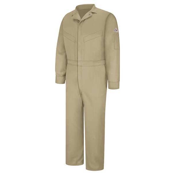 Flame Resistant Coverall, Khaki, Cotton/Nylon, 56
