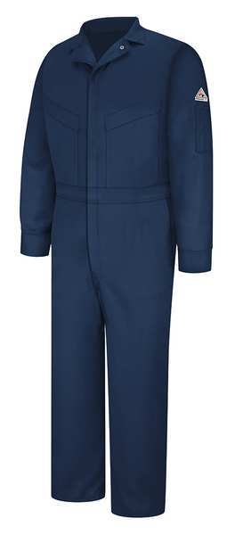 Flame Resistant Coverall, Navy, Cotton/Nylon, 56