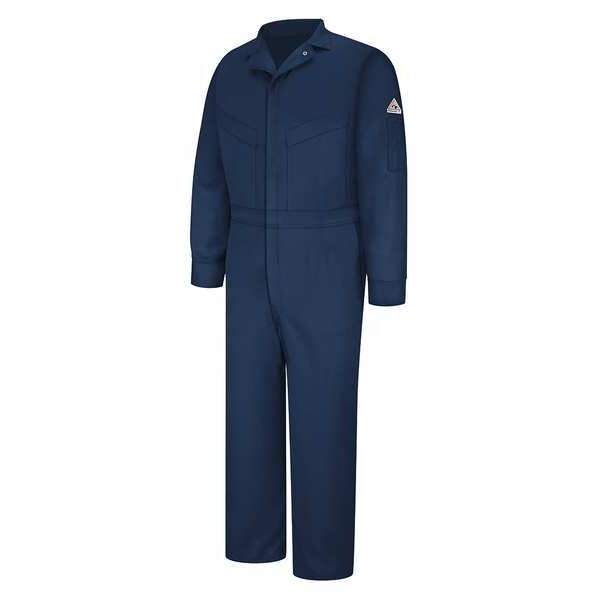 Flame Resistant Coverall, Navy, Cotton/Nylon, 54