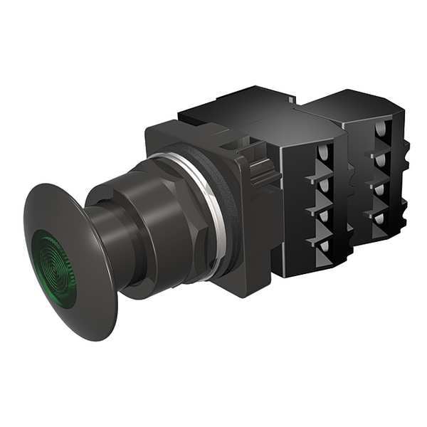 Illuminated Push Button, 30 mm, 2NC, Green