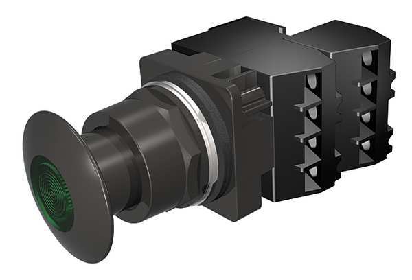Illuminated Push Button, 30 mm, 2NC, Green