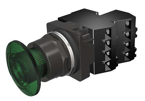 Illuminated Push Button, 30 mm, 2NC, Green
