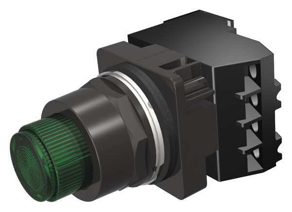 Illuminated Push Button, 30 mm, 1NO/1NC, Green