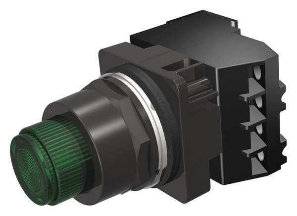 Illuminated Push Button, 30 mm, 1NO/1NC, Green