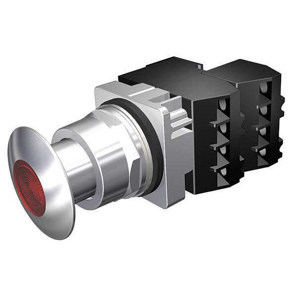 Illuminated Push Button, 30 mm, 2NC, Red
