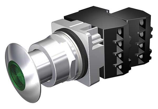 Illuminated Push Button, 30 mm, 2NC, Green