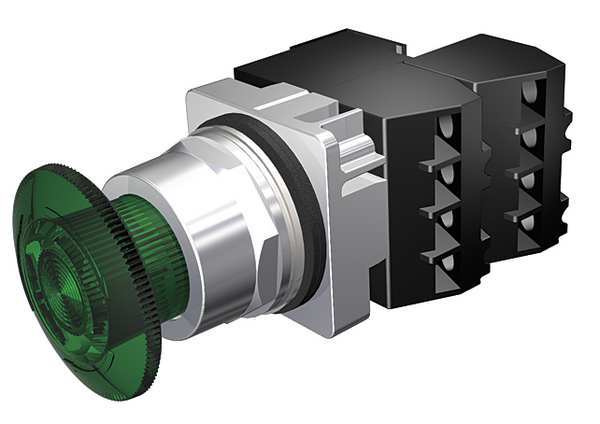 Illuminated Push Button, 30 mm, 2NC, Green