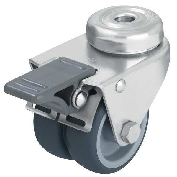 Dual Wheel Caster, Swivel, Term Rubber, 2 in, 176 lb