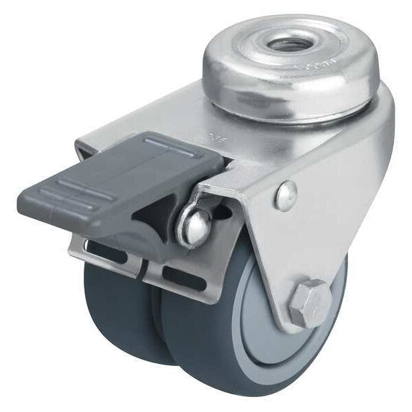 Dual Wheel Caster, Swivel, Therm Rber, 3 in, 220 lb