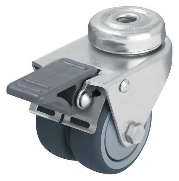 Dual Wheel Caster, Swivel, Therm Rubber, 2 in, 176 lb