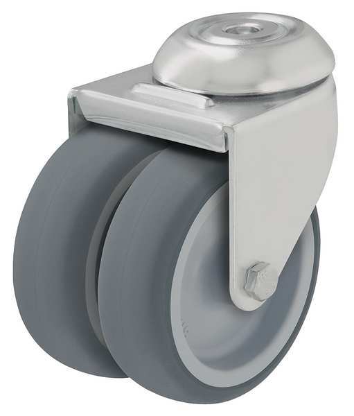 Dul Whl Cstr, Swl, Thm Rbr, 2 in, 176 lb, Gry