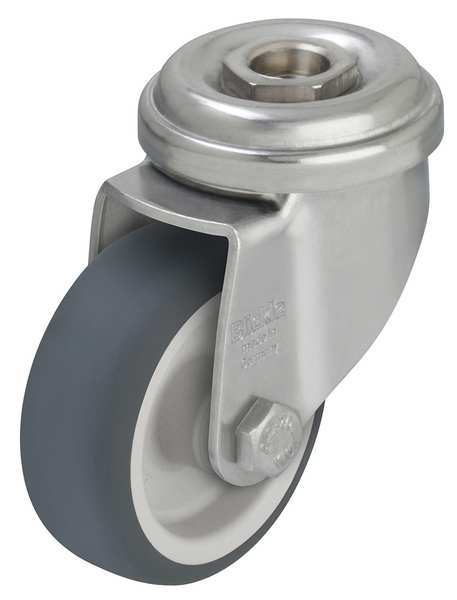 Kingpin Swivel Caster, Thm Rubber, 3 in., 165 lb, Gry