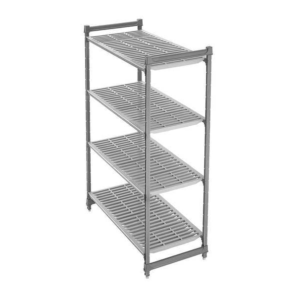 Starter Plastic Shelving Unit, Vented Style, 24 in D, 48 in W, 72 in H, 4 Shelves, Brushed Graphite