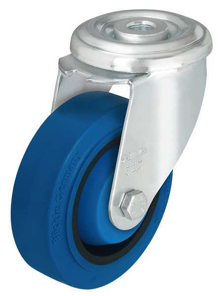 Kingpin Swivel Caster, Rubber, 4 in, 330 lb, Blu