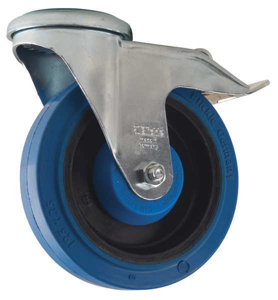 Kingpin Swivel Caster, Rubber, 5 in, 330 lb, Blu