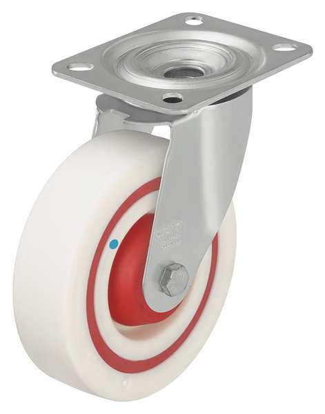 Swivel Plate Caster, Nylon, 4 in., 330 lb., White