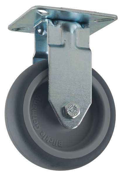 Rgd Plate Caster, Therm Rubr, 3 in, 165 lb.