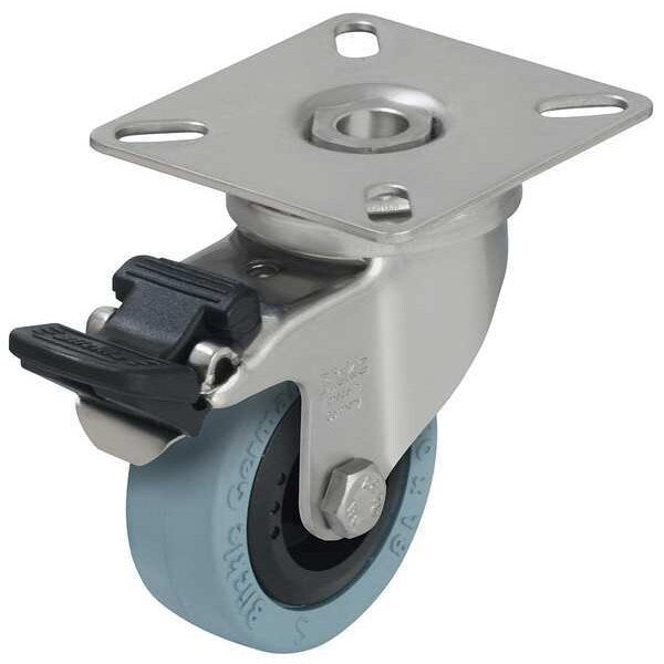 Swivel Plate Caster, Rubber, 2 in., 110 lb.