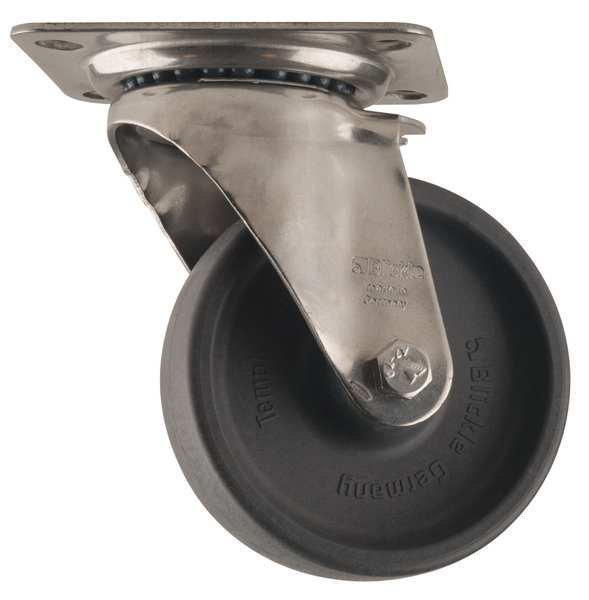 Swivel Plate Caster, Glass Nylon, 5 in., 660 lb