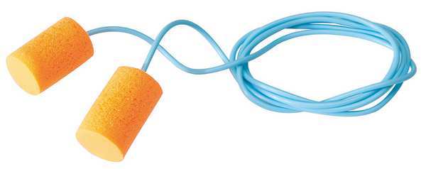 Disposable Corded Ear Plugs, Cylinder Shape, 30 dB, 100 Pairs, Orange
