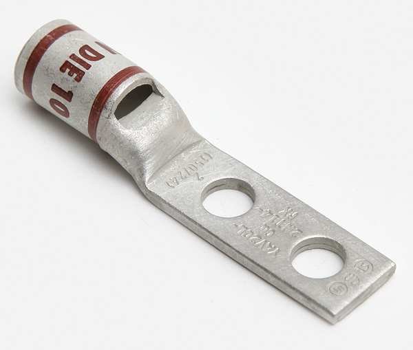 Two Hole Lug Compression Connector, 2 AWG
