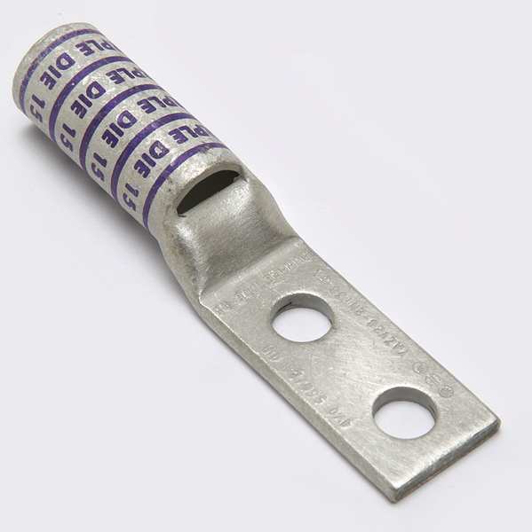 Two Hole Lug Compress Connector, 4/0 AWG, Length: 4.02 in