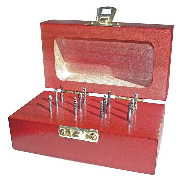 Carbide Bur Set, Single Cut, 1/8 in, 12 pc
