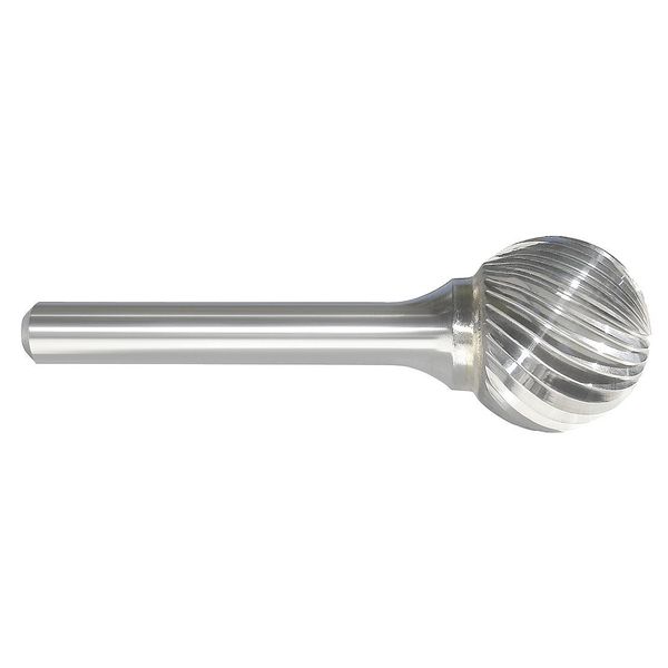 Carbide Bur, Ball Shape, 1/2 In, 1/4 Shank