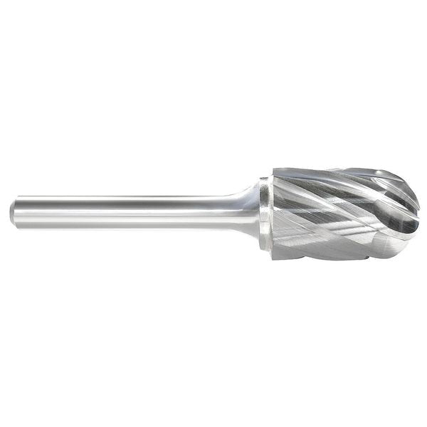 Carbide Bur, Radius End, 1/4 In, 1/4 Shank