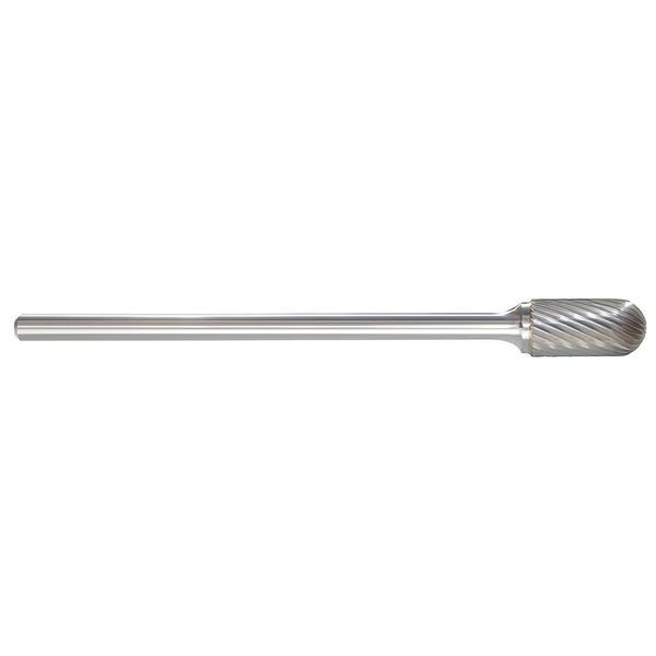 Carbide Bur, Radius End, 1/4 In, 1/4 Shank