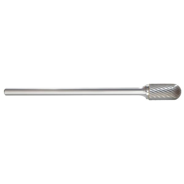 Carbide Bur, Radius End, 1/2 In, 1/4 Shank
