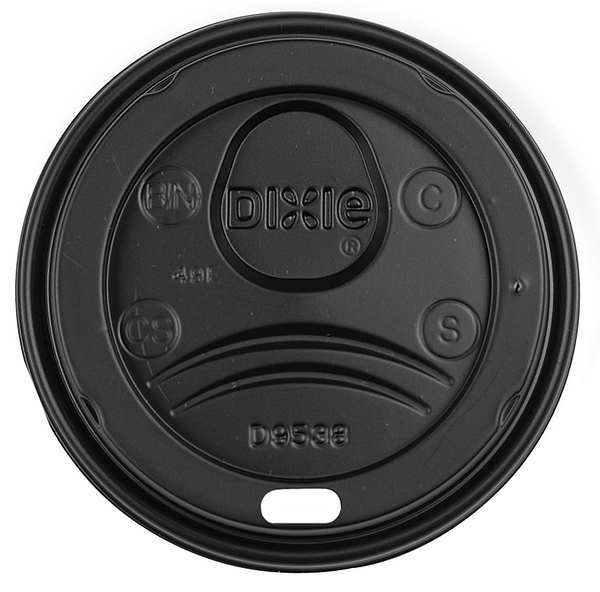 Lid for 8 oz. Hot Cup, Dome, Sip Through, Black, Pk1000