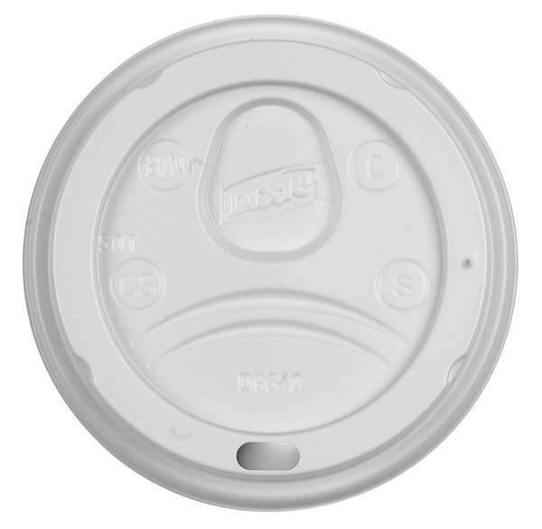 Lid for 10 oz. Hot Cup, Dome, Sip Through, White, Pk1000