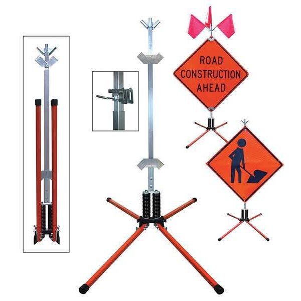Sign Stand, Rigid and Roll-Up, Steel, 36 In, STF18-RG/RU