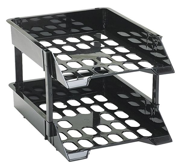 Letter Tray, Black, Plastic, PK2
