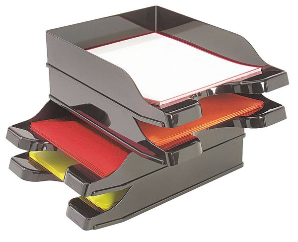 Letter Tray, Black, Polystyrene, PK2