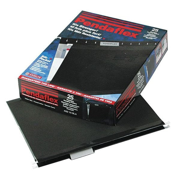 Hanging File Folders, Black, PK25