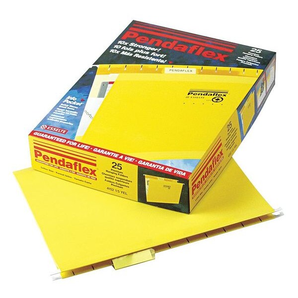 Hanging File Folders, Yellow, PK25