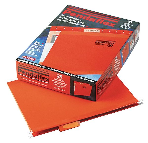Hanging File Folders, Orange, PK25