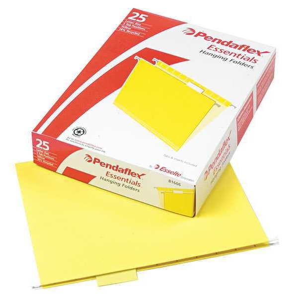 Hanging File Folders, Yellow, PK25